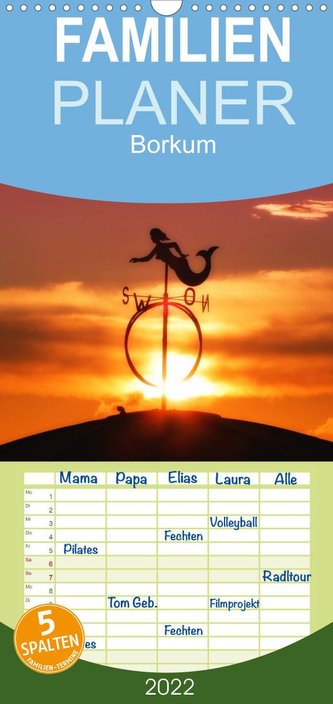 Borkum - Familienplaner hoch (Wandkalender 2022 , 21 cm x 45 cm, hoch)