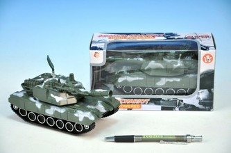 Tank plast 16cm na setrvačník se světlem se zvukem na baterie v krabičce