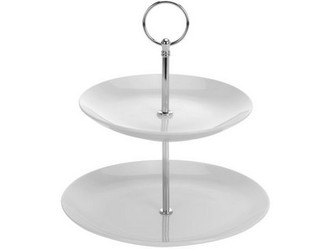 podnos 2 patra kulatý 17cm, 21cm porcelán BÍ