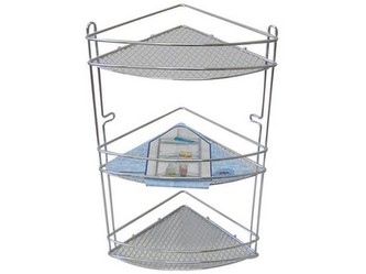 polička rohová (mřížky) 3 patra 20,5x20,5x44cm Cr 2966