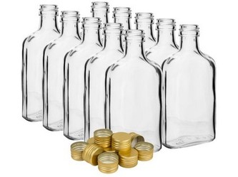 fľaša ploskačka 200ml sklenená s uzáverom (10ks)