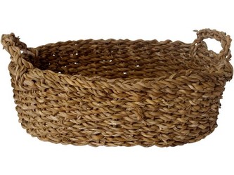 košík oválný s úchyty střední 31x21x9cm mořská tráva
