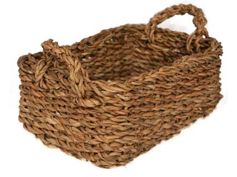 košík hranatý s úchyty malý 28x20x11cm mořská tráva