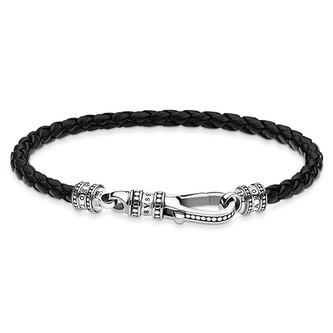 Kožený náramek Thomas Sabo A1931-682-11-L15, Sterling Silver, 925 Sterling silver, blac