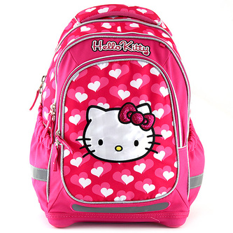 Školský batoh Hello Kitty ružový so srdiečkami