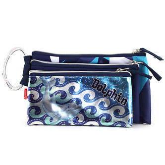 Školní penál trojitý Target Dolphin, barva modrá