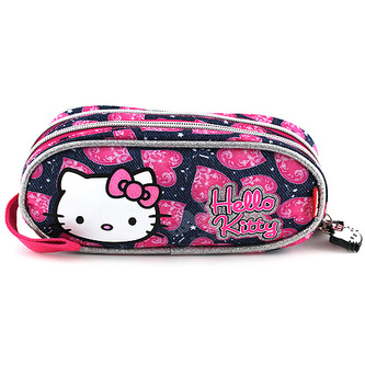 Školní penál Hello Kitty modrý, motiv Jeans