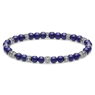 Náramek \"Tmavě modré korálky\" Thomas Sabo A1923-531-1-L17, Sterling Silver, 925 Sterling silver, black