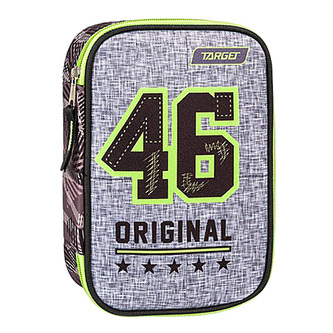 Školní penál s náplní Target 46 Original, jednopatrový, šedý