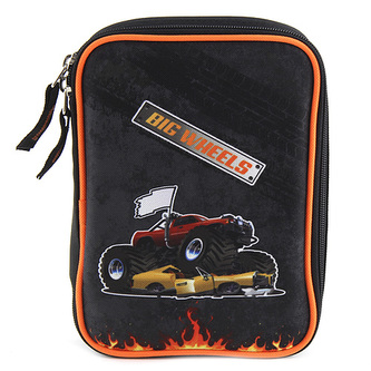 Školní penál s náplní Target Big Wheels , barva černá