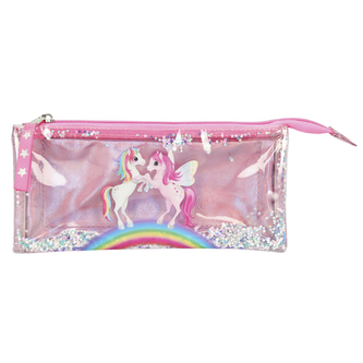 Školní penál taštička Ylvi and the Minimoomis Naya a Roosy, třpytky, růžová