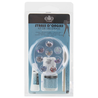 Kamínky na nehty set Elite Models lepidlo, dřívko a Top Coat lak