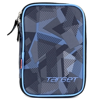 Školní penál s náplní Target jednopatrový, modro/šedý