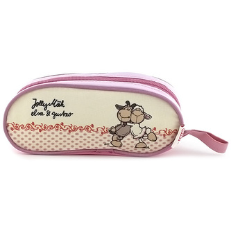 Školní penál Nici elipsovitý, žluto-růžový