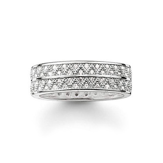 Prsten \"Cik cak bílý\" Thomas Sabo TR2051-051-14-54, Sterling Silver, 925 Sterling silver, zirc