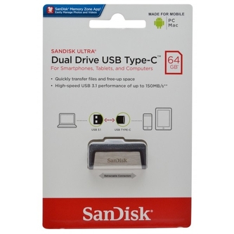 USB Flash Disk (PenDrive) SANDISK ULTRA DUAL DRIVE 64GB USB 3.0 130MB/s - USB Typ C