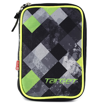 Školní penál s náplní Target jednopatrový, černo/zelený