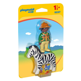 Ošetřovatel a zebra Playmobil 1.2.3, 2 ks