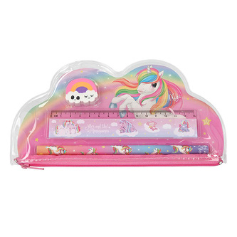 Psací set Ylvi and the Minimoomis 3 ks, tužka, pravítko, guma