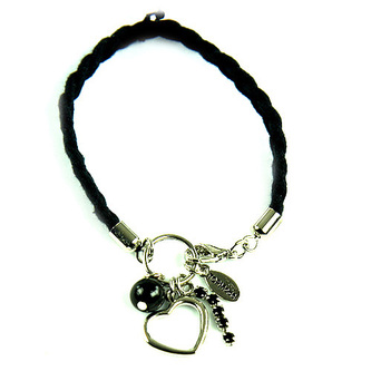 Náramek s přívěsky Top Model, srdce černá, 038316