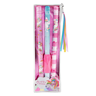 Sada trojhranných tužek Ylvi and the Minimoomis 3 ks, 1 ks gumový držák