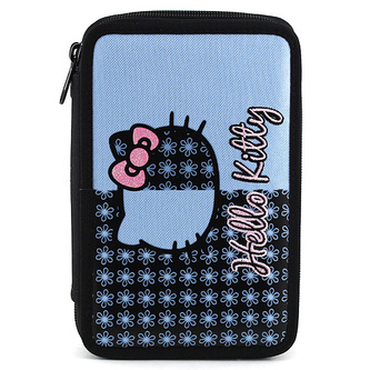 Hello Kitty Školní penál s náplní modrý, motiv květin