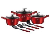 Sada nádobí Berlingerhaus s mramorovým povrchem 10 ks Burgundy Metallic Line