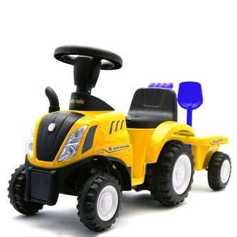 Dětské odrážedlo traktor s vlečkou a nářadím Baby Mix New Holland žlutý Dětské odrážedlo traktor s vlečkou a nářadím Baby Mix New Holland žlutý