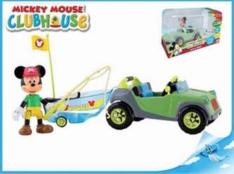 Mickey Mouse auto 12cm s rybářským člunem