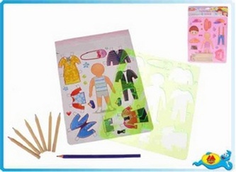 Vykreslovací šablony oblečků holka/kluk 19x22cm