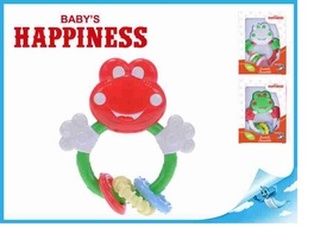 Chrastítko žabka 13x12cm s kousacími kroužky