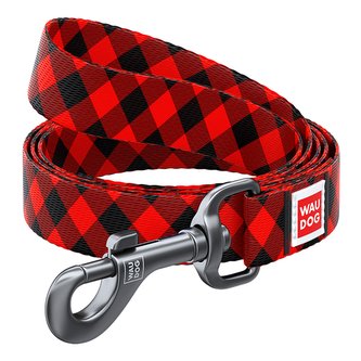 Vodítko nylonové Waudog Červená kostka (122cm/1,5cm)