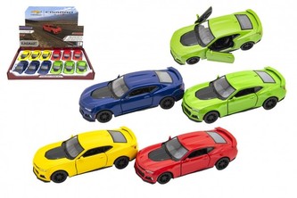 Auto Kinsmart Chevrolet Camaro ZL1 1:38 kov/plast 12,5cm 4 barvy na zpětné natažení 12ks v boxu