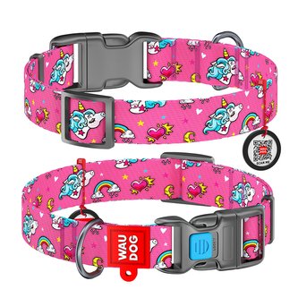 Obojek nylonový Waudog Jednorožec QR (23-35cm/1,5cm)