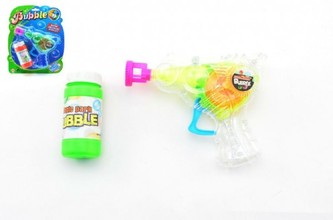 Pistole bublifuk plast 13cm na setrvačník asst 2 barvy na kartě