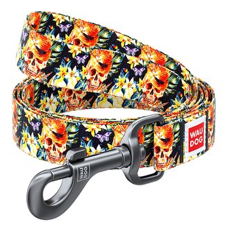 Vodítko nylonové Waudog Elegantní lebka (122cm/1,5cm)