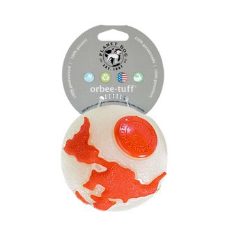 Orbee-Tuff® Ball Zeměkoule fosfor/oranžová L 11cm