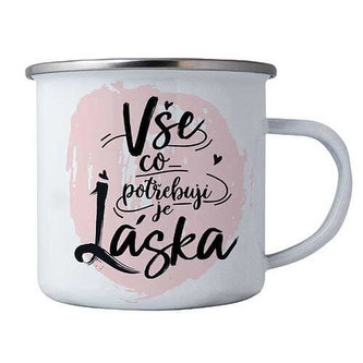 Bohemia Gifts Plechový smaltový hrnek 350 ml pro zamilované - láska