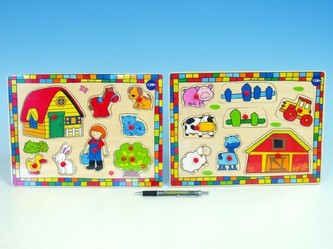 Vkládačka farma dřevo 30x22,5cm asst 2 druhy