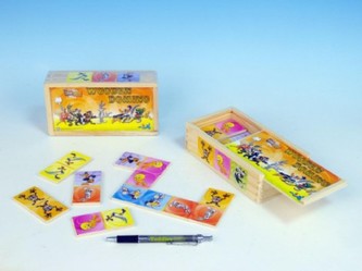 Domino Looney Tunes společenská hra dřevo 28ks v dřevěné krabičce 18,5x10x5cm od 10 měsíců