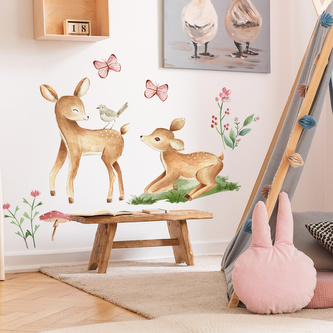 HOUSEDECOR Samolepka na zeď XL - Srnečky v lese