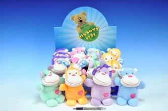 Zvířátko plyš s chrastítkem a srdíčkem 15cm; 6 druhů od 0 měsíců - 1 kus