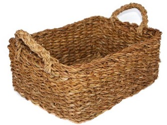 košík hranatý s úchytmi veľký 36x27x15cm morská tráva