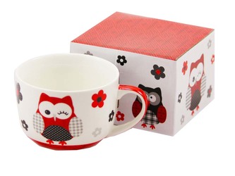 Porcelánový hrnek 500 ml - červená sova, II. jakost
