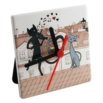 Home Elements porcelánové hodiny Kočky ve městě