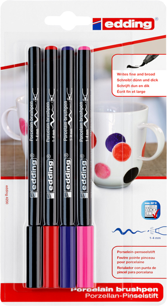 Popisovač EDDING 4200 na porcelán, 4ks teplej farby