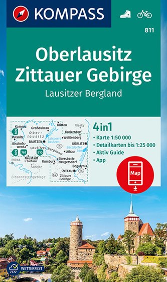 KOMPASS Wanderkarte Oberlausitz, Zittauer Gebirge, Lausitzer Bergland 1:50 000