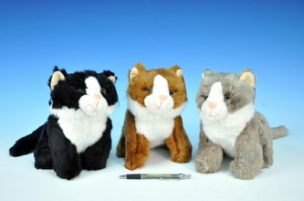 Kočka plyš 20cm sedící; 3 barvy od 0 měsíců - 1 kus