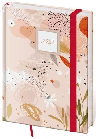 Diář 2022 Vario - Coralstyle s gumičkou, denní, B6
