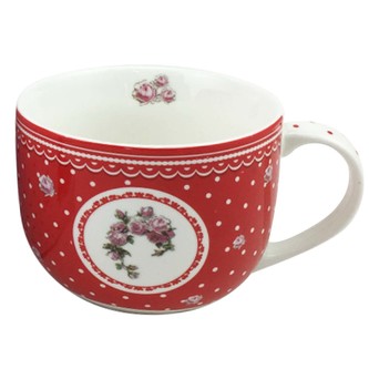 Home Elements porcelánový hrnek Elegant red 500 ml - bílé tečky